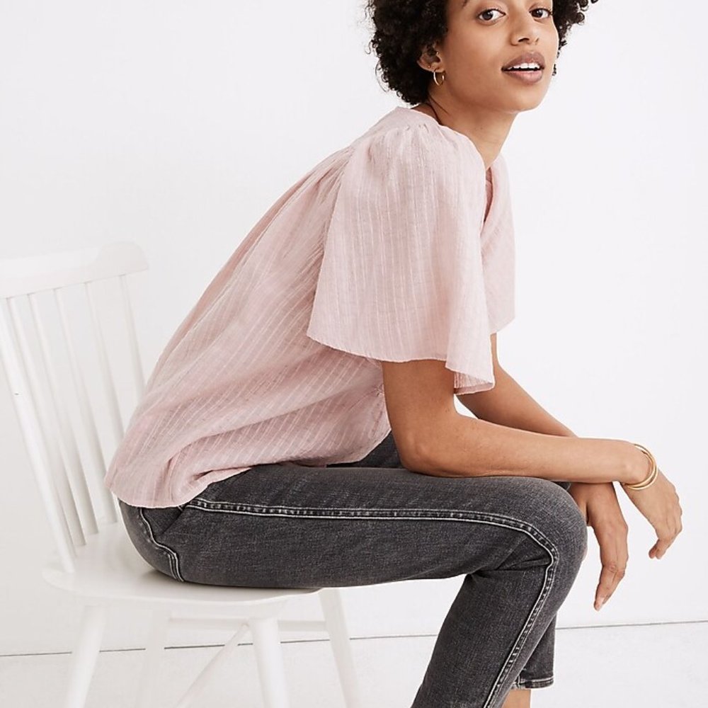 Madewell Courtyard Flutter Sleeve Top • NWT - Picture 2 of 9